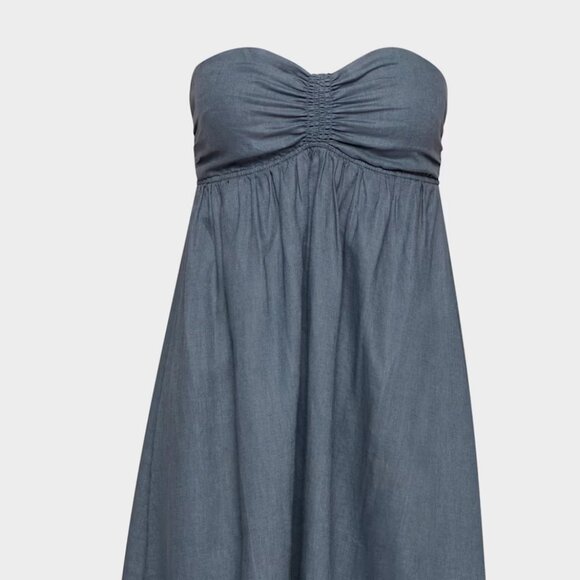 NWT Aritzia Little Moon Delos Linen Dress Vintage Navy - Picture 6 of 7